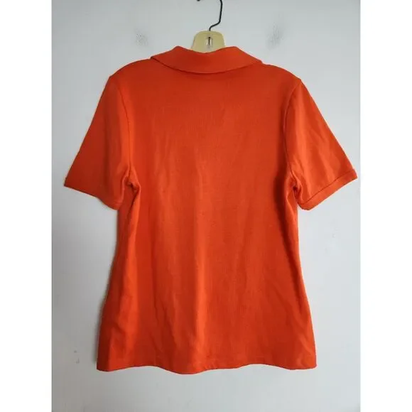 Maeve by Anthropologie "Newport" Orange/Red 100% Cotton Polo Top size Medium - Picture 8 of 10